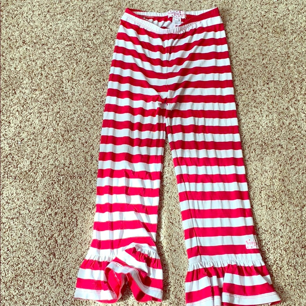 Ruffle girl pants red and white